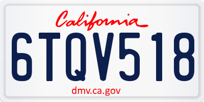 CA license plate 6TQV518
