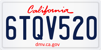 CA license plate 6TQV520