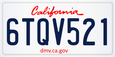 CA license plate 6TQV521