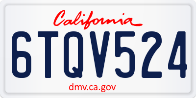 CA license plate 6TQV524