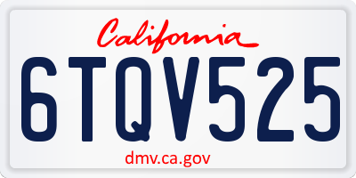 CA license plate 6TQV525