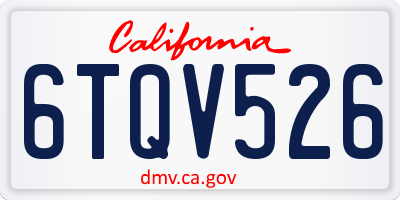 CA license plate 6TQV526