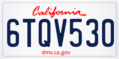 CA license plate 6TQV530