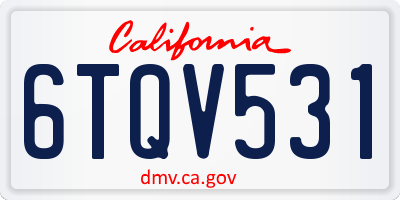 CA license plate 6TQV531