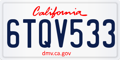 CA license plate 6TQV533