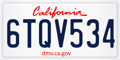 CA license plate 6TQV534