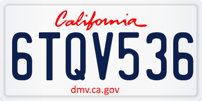 CA license plate 6TQV536