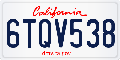 CA license plate 6TQV538