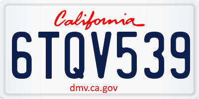 CA license plate 6TQV539