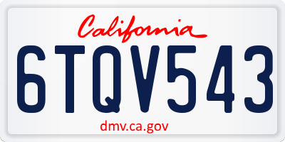 CA license plate 6TQV543