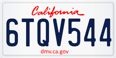 CA license plate 6TQV544