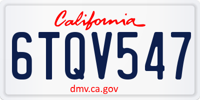 CA license plate 6TQV547