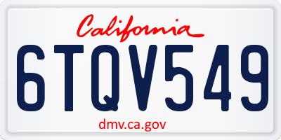 CA license plate 6TQV549