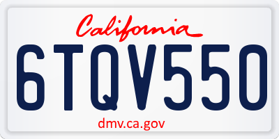 CA license plate 6TQV550