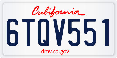 CA license plate 6TQV551
