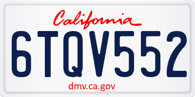 CA license plate 6TQV552