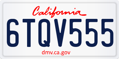 CA license plate 6TQV555