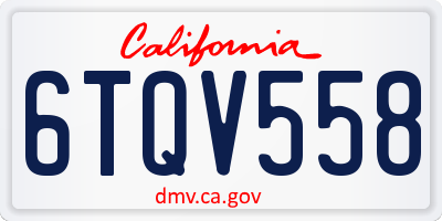 CA license plate 6TQV558