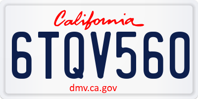 CA license plate 6TQV560