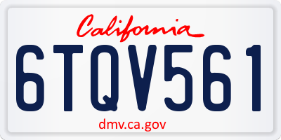 CA license plate 6TQV561