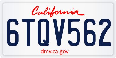CA license plate 6TQV562