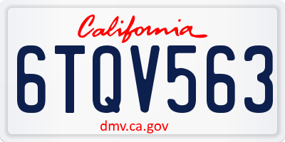 CA license plate 6TQV563