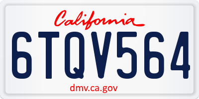 CA license plate 6TQV564