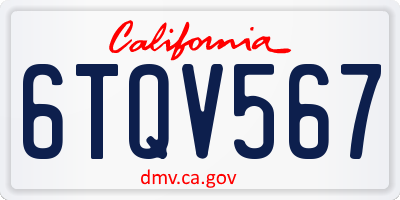 CA license plate 6TQV567