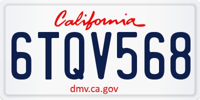 CA license plate 6TQV568