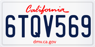 CA license plate 6TQV569