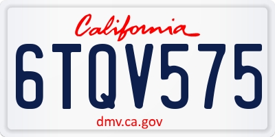 CA license plate 6TQV575