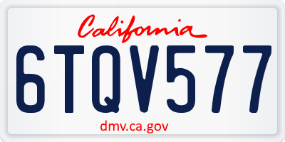 CA license plate 6TQV577