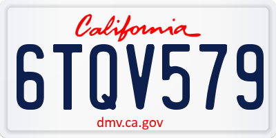 CA license plate 6TQV579