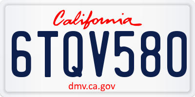 CA license plate 6TQV580