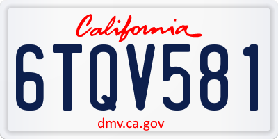 CA license plate 6TQV581