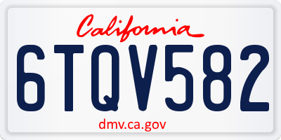 CA license plate 6TQV582