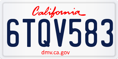 CA license plate 6TQV583