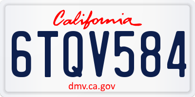 CA license plate 6TQV584