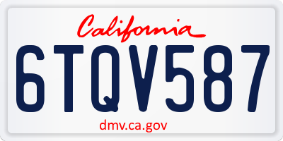 CA license plate 6TQV587