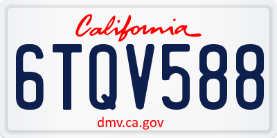 CA license plate 6TQV588