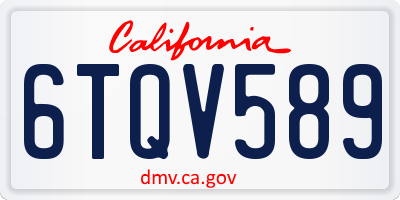 CA license plate 6TQV589