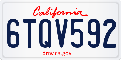 CA license plate 6TQV592