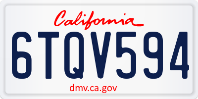 CA license plate 6TQV594