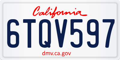 CA license plate 6TQV597