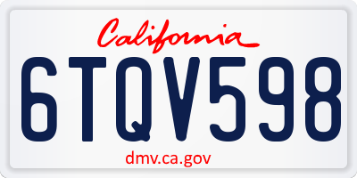 CA license plate 6TQV598