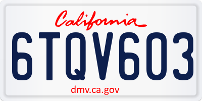 CA license plate 6TQV603