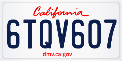 CA license plate 6TQV607