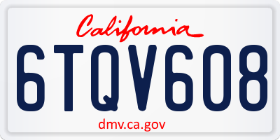 CA license plate 6TQV608