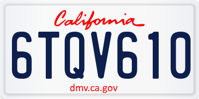CA license plate 6TQV610