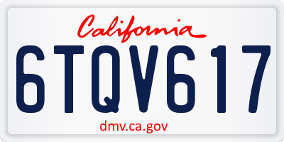 CA license plate 6TQV617